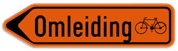 Verkeersbord SB250 F41 - Wegwijzer omleiding voor fietsers Links