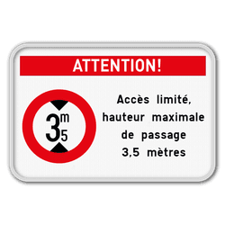 Panneau de hauteur maximale de passage r&eacute;fl&eacute;chissant personnalisable