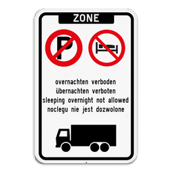 Zonebord - parkeer- & overnachtingsverbod - reflecterend