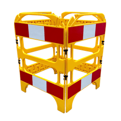 Barrière de chantier pliable TS Fold jaune 4 parties réfléchissantes