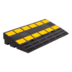 Oprijdrempel rubber 10cm anti-slip zwart/geel reflecterend