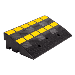 Oprijdrempel rubber 20cm anti-slip zwart/geel reflecterend