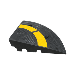 Hoekstuk oprijdrempel rubber 10cm anti-slip zwart/geel reflecterend