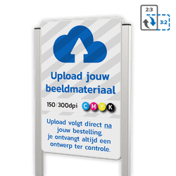 Informatiebord eigen ontwerp 2:3 met aluminium staanders - reflecterend