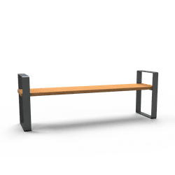 Banc public sans dossier en acier et bois FSC - type Bach 1800 mm