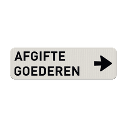 Verkeersbord afgifte goederen + pijl - reflecterend