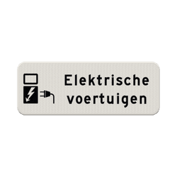 Verkeersbord elektrische voertuigen wit/zwart - reflecterend