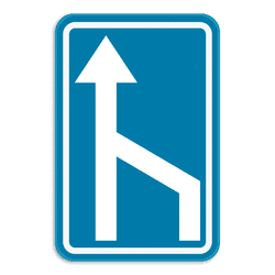Verkeersbord SB250 F97b - rijstrookversmalling rechterzijde
