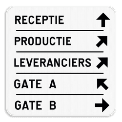 Wegwijzer bord – 5 tekstregels & pijlen rechterkant