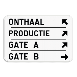 Wegwijzer bord – 4 tekstregels & pijlen rechterkant