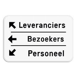 Wegwijzer bord – 3 tekstregels & pijlen linkerkant