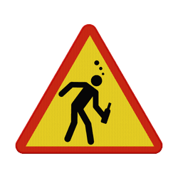 Verkeersbord - waarschuwing beschonken mensen