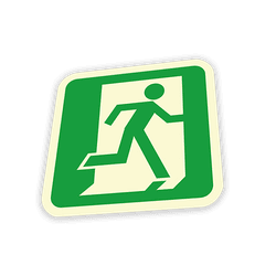 Vloersticker nooduitgang rechts 400x400mm - glow in the dark