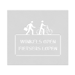 Wegmarkering spuitmal PVC (5mm) - Sjabloon winkels open fietsers lopen