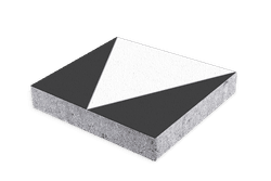 Haaientand verkeerstegel beton grijs/wit - 500x500x100mm