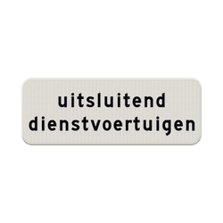Verkeersbord uitsluitend dienstvoertuigen wit/zwart - reflecterend