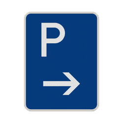 Parkplatz mit Pfeil rechts &ndash; reflektierendes Parkschild