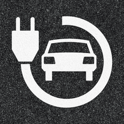 Thermoplast wegmarkering - symbool oplaadpunt elektrische auto's