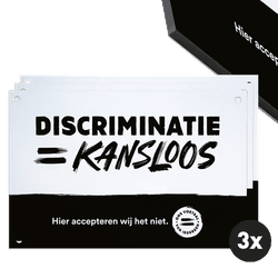 Bord Discriminatie = Kansloos budget - formaat A3 (420x297mm) - set 3 stuks