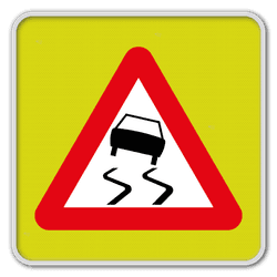 Panneau chauss&eacute;e glissante &ndash; avertissement r&eacute;fl&eacute;chissant pour routes et parkings