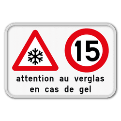 Panneau risque de verglas - 2 pictogrammes -  signalisation hivernale r&eacute;fl&eacute;chissante