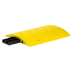 Verkeersdrempel rubber - kabelgoot - 80mm hoog - geel zwart - t.b.v. zwaarverkeer (40 ton)