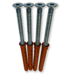 Jeu de 4 vis 8x80mm avec chevilles &Oslash;10mm pour fixation au sol