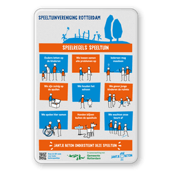 Speelregelbord Jantje Beton met logo Rotterdam met dubbel omgezette rand - reflecterend