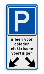 Verkeersbord parkeren met tekst alleen voor laden elektrische auto's