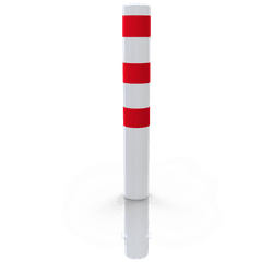 Rampaal Ø152mm staal verzinkt - wit/rood - 1200/1500/2000mm - met grondanker