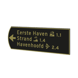 Voetgangersarm rond aluminium 705x220x5mm zwart/goud - incl. opdruk DZ