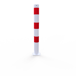 Poteau de protection en acier galvanisé - blanc/rouge  Ø89x900mm