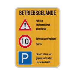 Kombischild betriebsgelände mit Verhaltensregeln - reflektierend