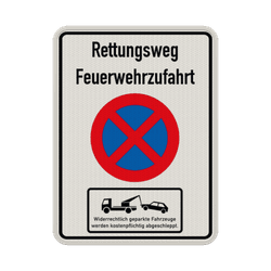 Verkehrsschild Rettungsweg Feuerwehrzufahrt - reflektierend