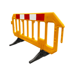 Barri&egrave;re en plastique 2000x1000mm Jaune - R&eacute;fl&eacute;chissante - Pieds pliables