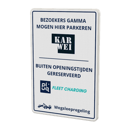 Verkeersbord oplaadpunt Karwei / Pluq