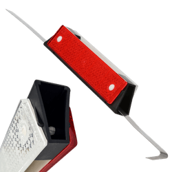 Réflecteur rouge/blanc double face pour barrière béton et glissière