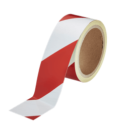 Ruban r&eacute;fl&eacute;chissant blanc/rouge - Rouleau de 45m x 50mm