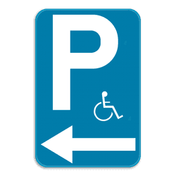 Parkeerbord E9 mindervaliden met pijl