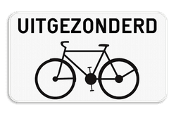 Verkeersbord SB250 M2 onderbord - Uitgezonderd fietsers - 700x400mm