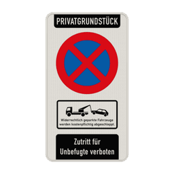Schild Privatgrundst&uuml;ck Parken verboten - reflektierend
