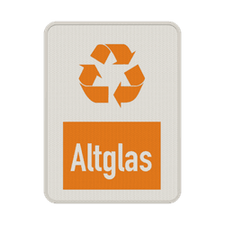 Hinweisschild Altglas wei&szlig;/orange - reflektierend