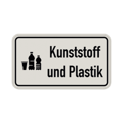 Hinweisschild Kunststoff und Plastik wei&szlig;/schwarz mit Piktogram - reflektierend