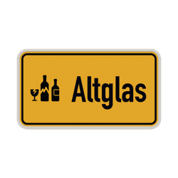 Hinweisschild Altglas gelb/schwarz mit Piktogram - reflektierend