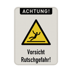 Warnschild Vorsicht, Rutschgefahr - reflektierend