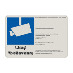 Hinweisschild Video&uuml;berwacht nach DSGVO - reflektierend