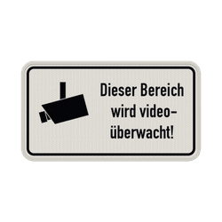 Hinweisschild, Dieser Bereich wird video&uuml;berwacht - reflektierend