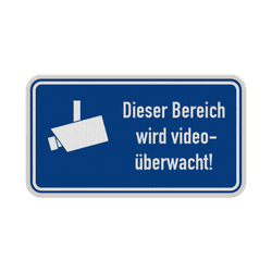 Hinweisschild, Dieser Bereich wird video&uuml;berwacht (Blau) - reflektierend