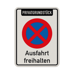 Parkverbotsschild Ausfahrt freihalten, Privatgrundst&uuml;ck - reflektierend