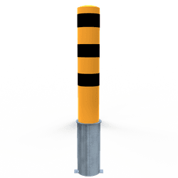 Poteau de s&eacute;curit&eacute; en acier &Oslash;152 mm amovible/retraitable - galvanis&eacute; ou blanc/rouge
